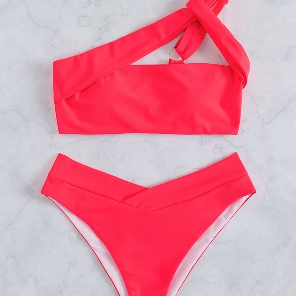 Boho One Shoulder High Waist Bikini Swim Beach - Picture 3 of 7